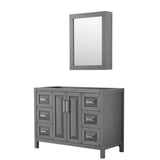 Wyndham Collection - Daria 48 Inch Single Bathroom Vanity in Dark Gray, No Countertop, No Sink, and Medicine Cabinet - Dark Gray