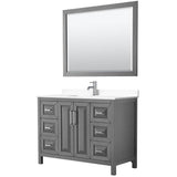 Wyndham Collection - Daria 48 Inch Single Bathroom Vanity in Dark Gray, White Cultured Marble Countertop, Undermount Square Sink, 46 Inch Mirror