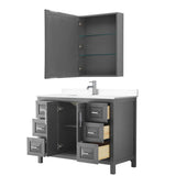 Daria 48 Inch Single Bathroom Vanity in Dark Gray, White Cultured Marble Countertop, Undermount Square Sink, Medicine Cabinet