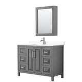 Wyndham Collection - Daria 48 Inch Single Bathroom Vanity in Dark Gray, White Cultured Marble Countertop, Undermount Square Sink, Medicine Cabinet