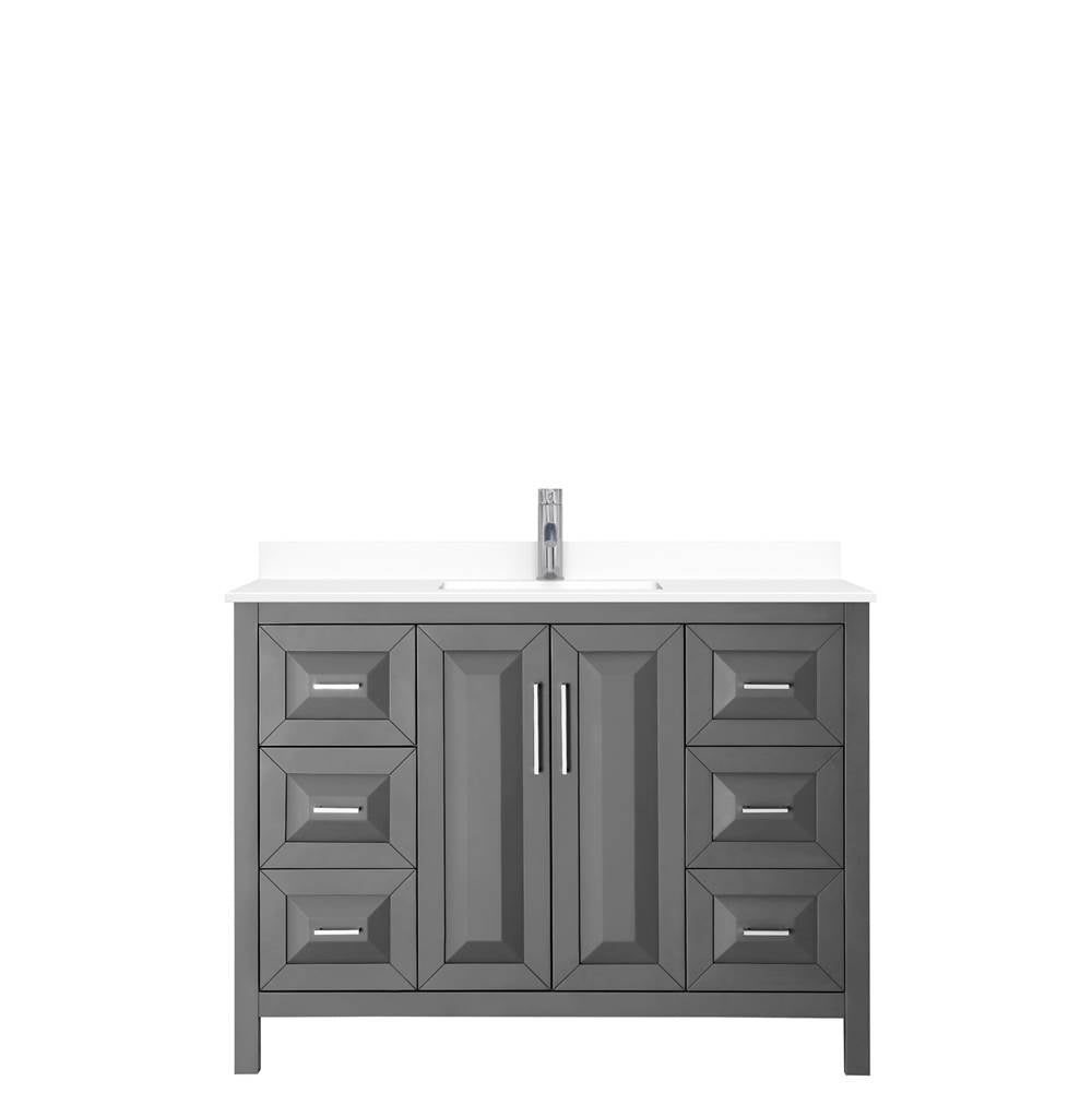 Daria 48 Inch Single Bathroom Vanity in Dark Gray, White Cultured Marble Countertop, Undermount Square Sink, No Mirror