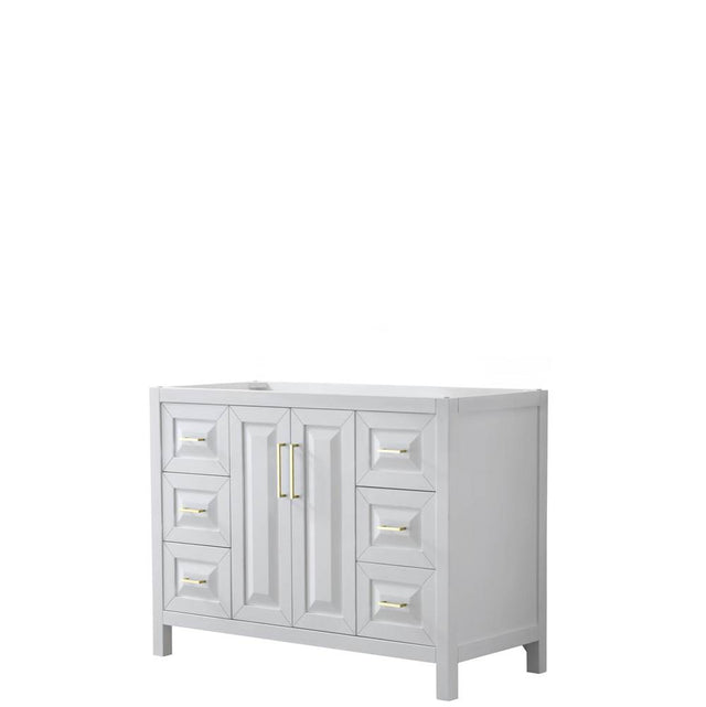 Wyndham Collection - Daria 48 Inch Single Bathroom Vanity in White, No Countertop, No Sink, Brushed Gold Trim