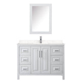 Daria 48 Inch Single Bathroom Vanity in White, Carrara Cultured Marble Countertop, Undermount Square Sink, Medicine Cabinet