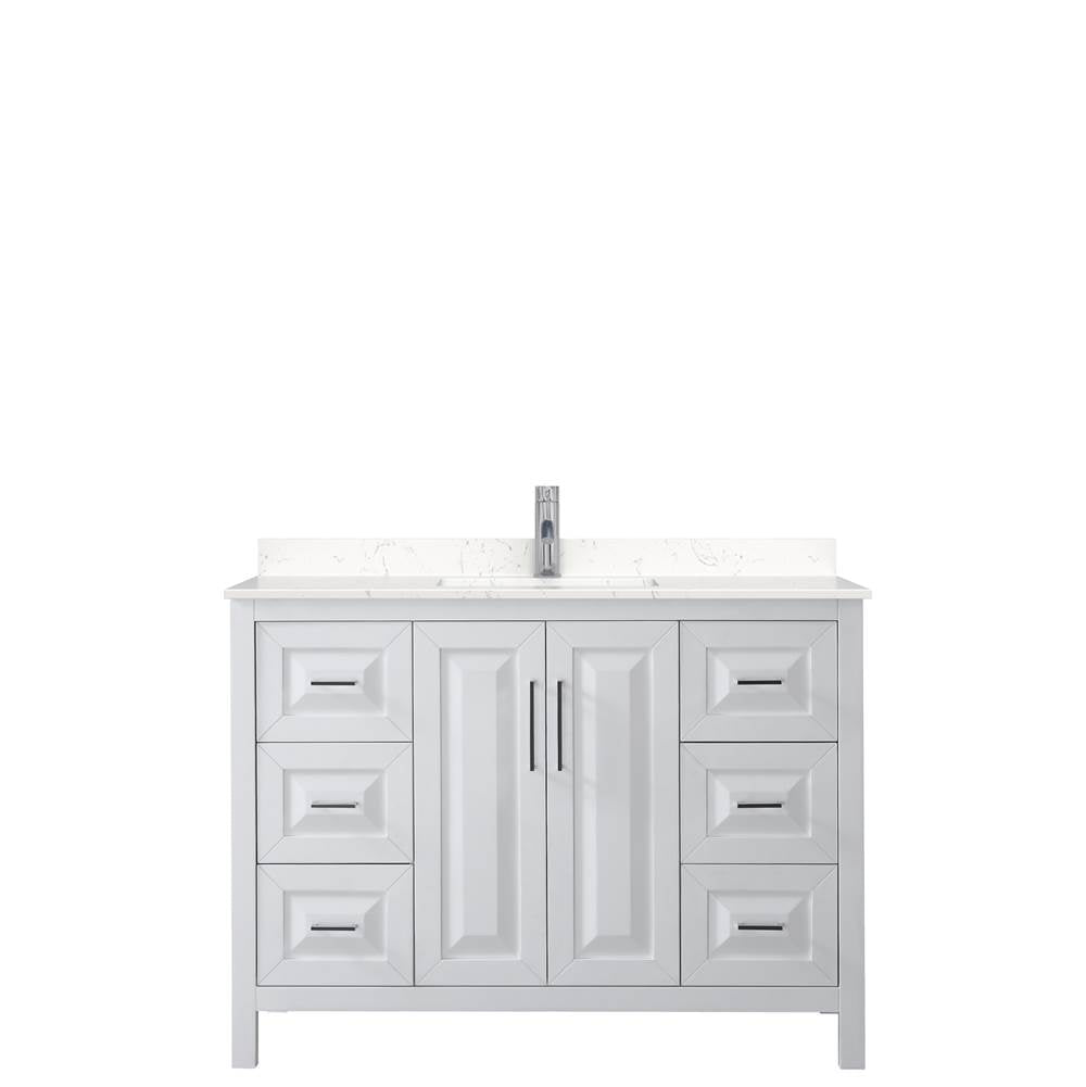 Daria 48 Inch Single Bathroom Vanity in White, Carrara Cultured Marble Countertop, Undermount Square Sink, No Mirror