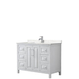 Wyndham Collection - Daria 48 Inch Single Bathroom Vanity in White, Carrara Cultured Marble Countertop, Undermount Square Sink, No Mirror