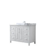 Wyndham Collection - Daria 48 Inch Single Bathroom Vanity in White, White Carrara Marble Countertop, Undermount Square Sink, and No Mirror - White