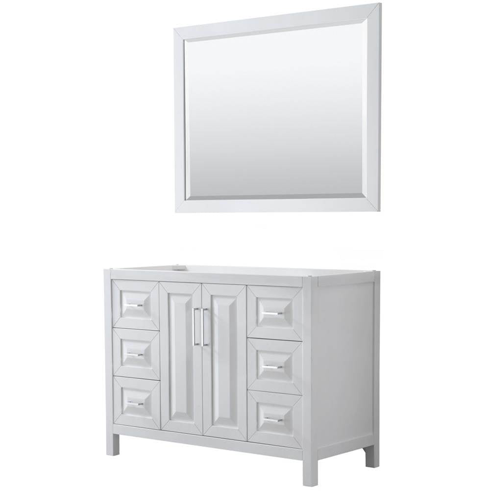 Wyndham Collection - Daria 48 Inch Single Bathroom Vanity in White, No Countertop, No Sink, and 46 Inch Mirror - White