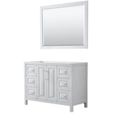 Wyndham Collection - Daria 48 Inch Single Bathroom Vanity in White, No Countertop, No Sink, and 46 Inch Mirror - White