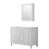 Wyndham Collection - Daria 48 Inch Single Bathroom Vanity in White, No Countertop, No Sink, and Medicine Cabinet - White