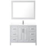 Daria 48 Inch Single Bathroom Vanity in White, White Cultured Marble Countertop, Undermount Square Sink, 46 Inch Mirror