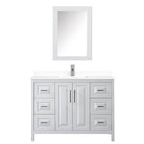 Daria 48 Inch Single Bathroom Vanity in White, White Cultured Marble Countertop, Undermount Square Sink, Medicine Cabinet