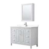 Wyndham Collection - Daria 48 Inch Single Bathroom Vanity in White, White Cultured Marble Countertop, Undermount Square Sink, Medicine Cabinet