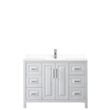 Daria 48 Inch Single Bathroom Vanity in White, White Cultured Marble Countertop, Undermount Square Sink, No Mirror