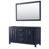 Wyndham Collection - Daria 60 Inch Double Bathroom Vanity in Dark Blue, No Countertop, No Sink, 58 Inch Mirror - Dark Blue