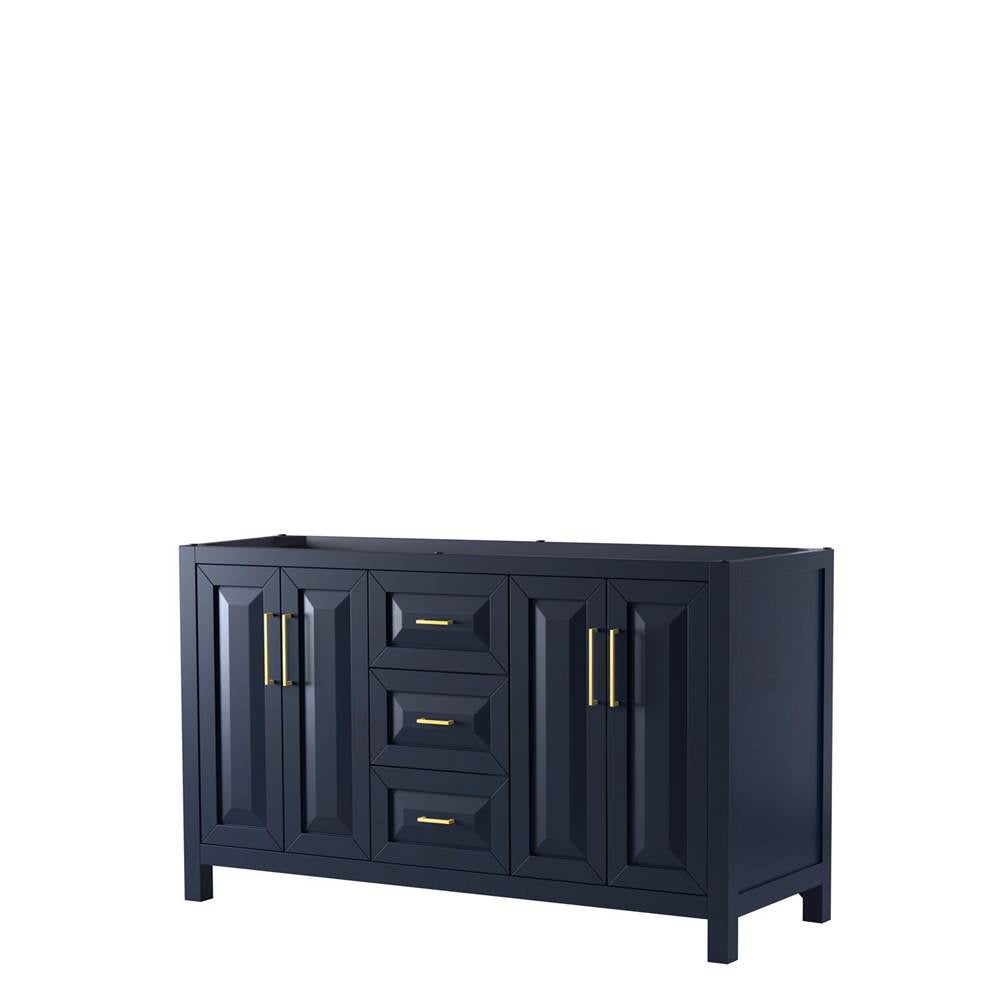 Wyndham Collection - Daria 60 Inch Double Bathroom Vanity in Dark Blue, No Countertop, No Sink, No Mirror - Dark Blue