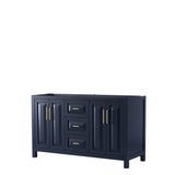 Wyndham Collection - Daria 60 Inch Double Bathroom Vanity in Dark Blue, No Countertop, No Sink, No Mirror - Dark Blue
