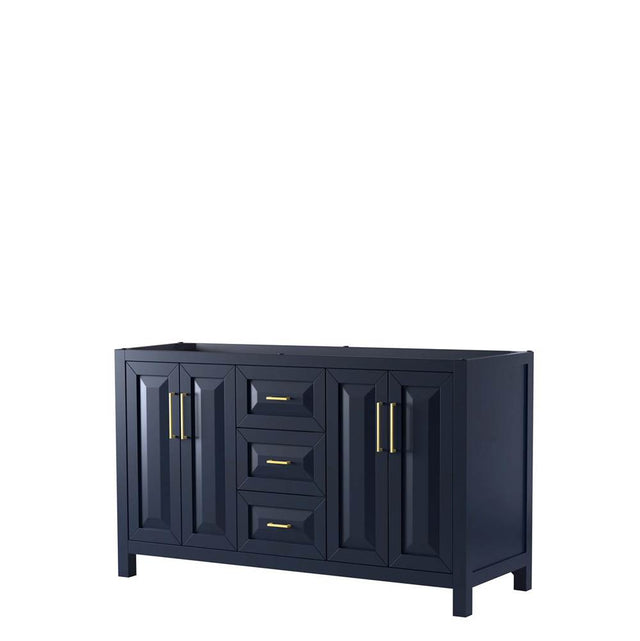 Wyndham Collection - Daria 60 Inch Double Bathroom Vanity in Dark Blue, No Countertop, No Sink, No Mirror - Dark Blue