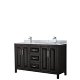 Wyndham Collection - Daria 60 Inch Double Bathroom Vanity in Dark Espresso, White Carrara Marble Countertop, Undermount Square Sinks, and No Mirror - Dark Espresso