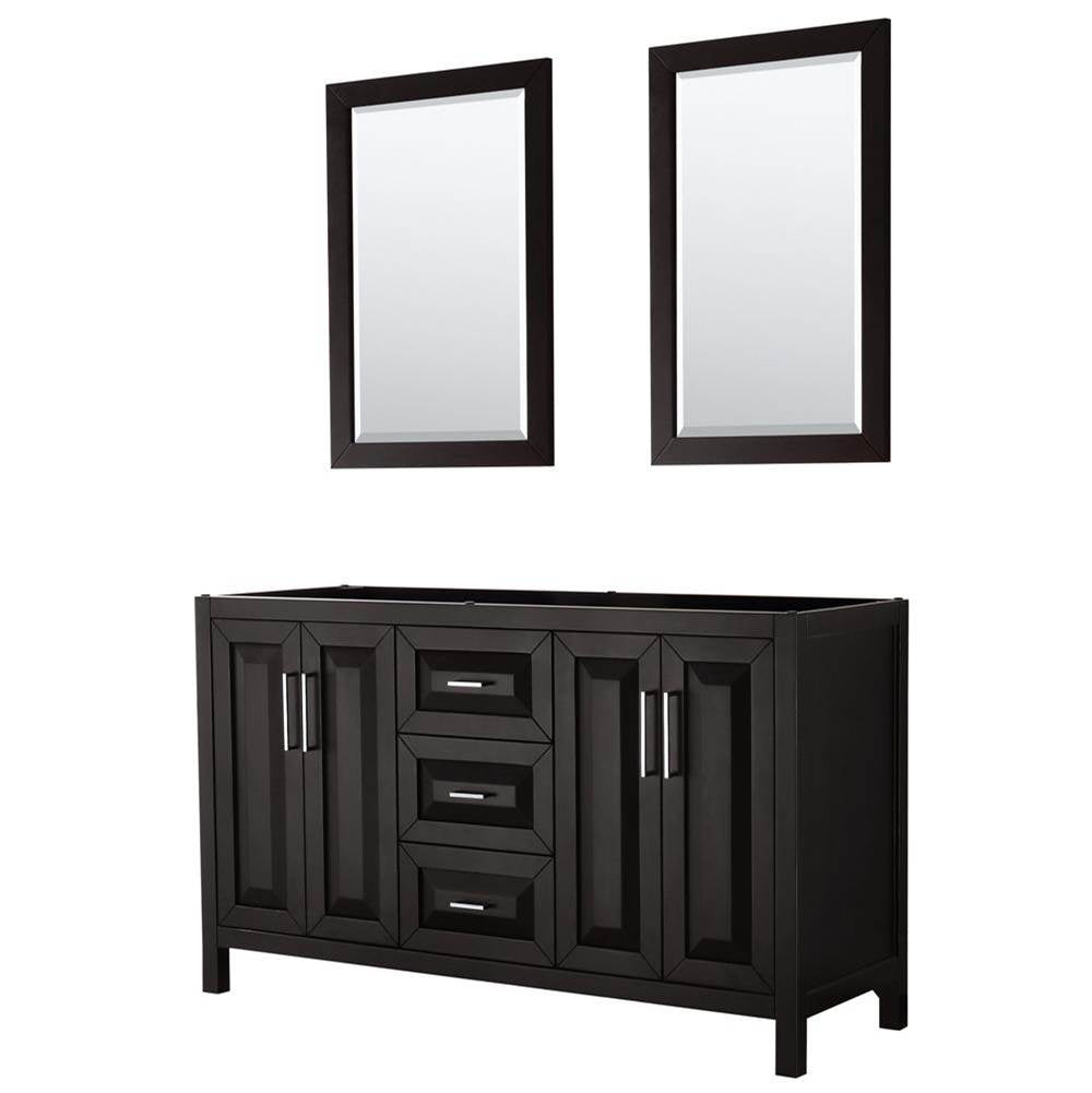 Wyndham Collection - Daria 60 Inch Double Bathroom Vanity in Dark Espresso, No Countertop, No Sink, and 24 Inch Mirrors - Dark Espresso