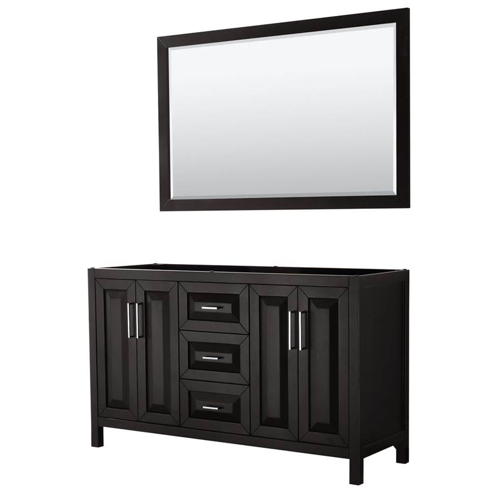 Wyndham Collection - Daria 60 Inch Double Bathroom Vanity in Dark Espresso, No Countertop, No Sink, and 58 Inch Mirror - Dark Espresso