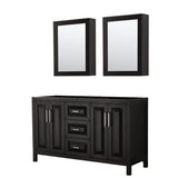 Wyndham Collection - Daria 60 Inch Double Bathroom Vanity in Dark Espresso, No Countertop, No Sink, and Medicine Cabinets - Dark Espresso