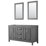 Wyndham Collection - Daria 60 Inch Double Bathroom Vanity in Dark Gray, No Countertop, No Sink, and 24 Inch Mirrors - Dark Gray