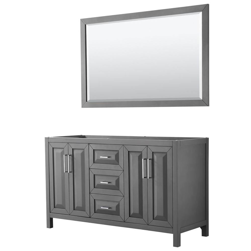 Wyndham Collection - Daria 60 Inch Double Bathroom Vanity in Dark Gray, No Countertop, No Sink, and 58 Inch Mirror - Dark Gray