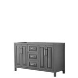 Wyndham Collection - Daria 60 Inch Double Bathroom Vanity in Dark Gray, No Countertop, No Sink, and No Mirror - Dark Gray