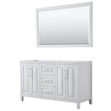 Wyndham Collection - Daria 60 Inch Double Bathroom Vanity in White, No Countertop, No Sink, and 58 Inch Mirror - White