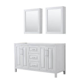 Wyndham Collection - Daria 60 Inch Double Bathroom Vanity in White, No Countertop, No Sink, and Medicine Cabinets - White