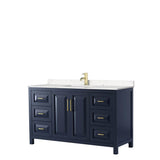 Wyndham Collection - Daria 60 Inch Single Bathroom Vanity in Dark Blue, Carrara Cultured Marble Countertop, Undermount Square Sink, No Mirror