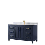 Wyndham Collection - Daria 60 Inch Single Bathroom Vanity in Dark Blue, White Carrara Marble Countertop, Undermount Square Sink, No Mirror - Dark Blue