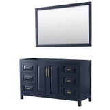 Wyndham Collection - Daria 60 Inch Single Bathroom Vanity in Dark Blue, No Countertop, No Sink, 58 Inch Mirror - Dark Blue