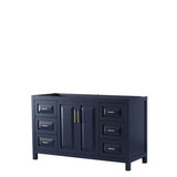 Wyndham Collection - Daria 60 Inch Single Bathroom Vanity in Dark Blue, No Countertop, No Sink, No Mirror - Dark Blue