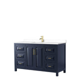 Wyndham Collection - Daria 60 Inch Single Bathroom Vanity in Dark Blue, White Cultured Marble Countertop, Undermount Square Sink, No Mirror