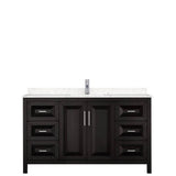 Daria 60 Inch Single Bathroom Vanity in Dark Espresso, Carrara Cultured Marble Countertop, Undermount Square Sink, No Mirror