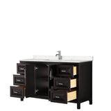 Daria 60 Inch Single Bathroom Vanity in Dark Espresso, Carrara Cultured Marble Countertop, Undermount Square Sink, No Mirror