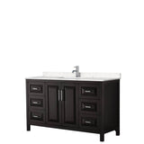 Wyndham Collection - Daria 60 Inch Single Bathroom Vanity in Dark Espresso, Carrara Cultured Marble Countertop, Undermount Square Sink, No Mirror