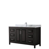 Wyndham Collection - Daria 60 Inch Single Bathroom Vanity in Dark Espresso, White Carrara Marble Countertop, Undermount Square Sink, and No Mirror - Dark Espresso