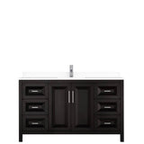 Daria 60 Inch Single Bathroom Vanity in Dark Espresso, White Cultured Marble Countertop, Undermount Square Sink, No Mirror