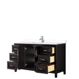Daria 60 Inch Single Bathroom Vanity in Dark Espresso, White Cultured Marble Countertop, Undermount Square Sink, No Mirror