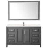 Daria 60 Inch Single Bathroom Vanity in Dark Gray, Carrara Cultured Marble Countertop, Undermount Square Sink, 58 Inch Mirror