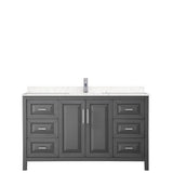 Daria 60 Inch Single Bathroom Vanity in Dark Gray, Carrara Cultured Marble Countertop, Undermount Square Sink, No Mirror