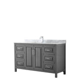 Wyndham Collection - Daria 60 Inch Single Bathroom Vanity in Dark Gray, White Carrara Marble Countertop, Undermount Square Sink, and No Mirror - Dark Gray