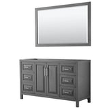 Wyndham Collection - Daria 60 Inch Single Bathroom Vanity in Dark Gray, No Countertop, No Sink, and 58 Inch Mirror - Dark Gray