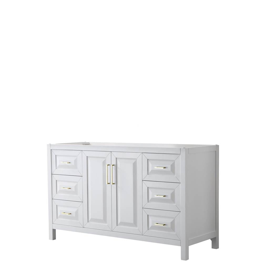 Wyndham Collection - Daria 60 Inch Single Bathroom Vanity in White, No Countertop, No Sink, Brushed Gold Trim