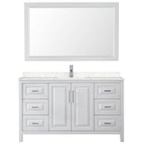 Daria 60 Inch Single Bathroom Vanity in White, Carrara Cultured Marble Countertop, Undermount Square Sink, 58 Inch Mirror
