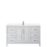 Daria 60 Inch Single Bathroom Vanity in White, Carrara Cultured Marble Countertop, Undermount Square Sink, No Mirror