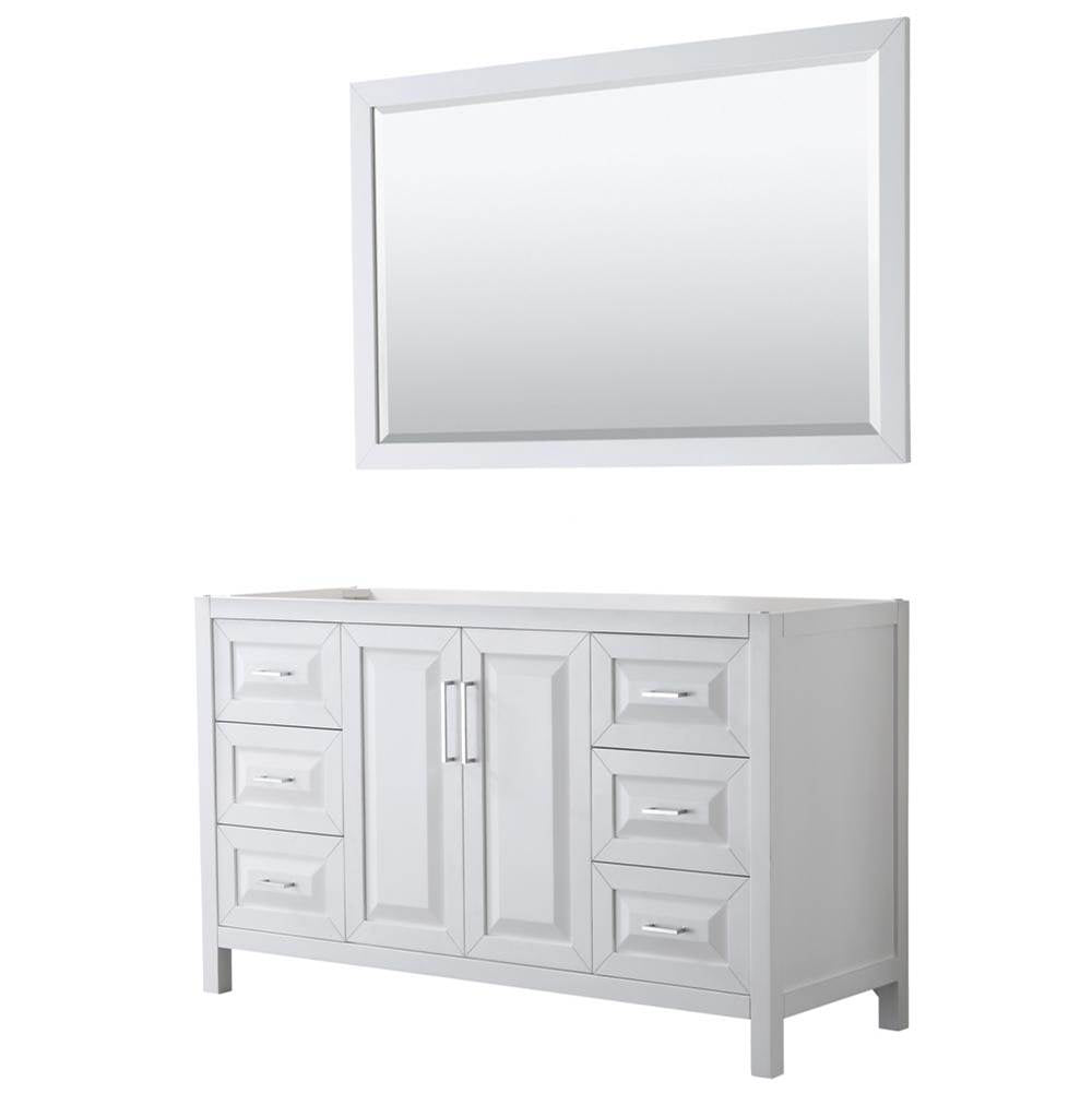 Wyndham Collection - Daria 60 Inch Single Bathroom Vanity in White, No Countertop, No Sink, and 58 Inch Mirror - White