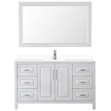 Daria 60 Inch Single Bathroom Vanity in White, White Cultured Marble Countertop, Undermount Square Sink, 58 Inch Mirror